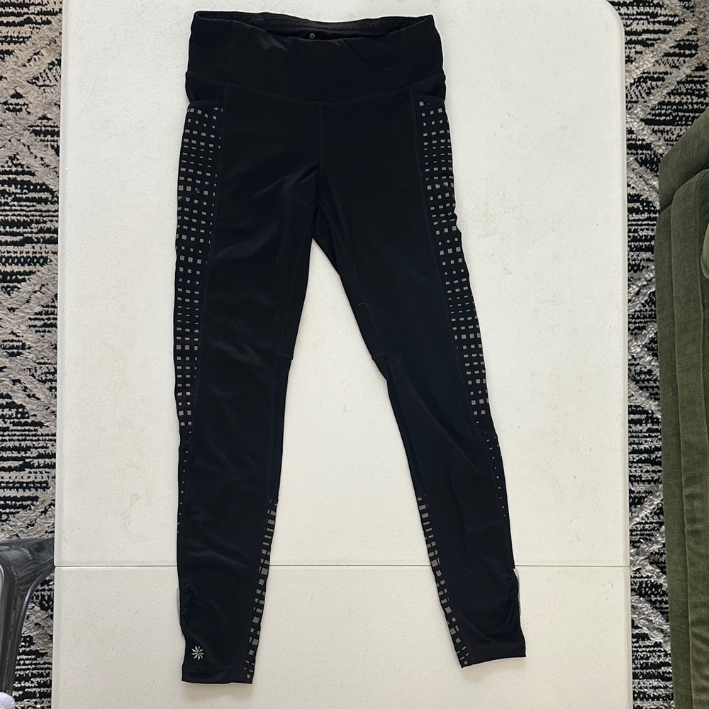 Black Athleta Leggings with Silver Accents